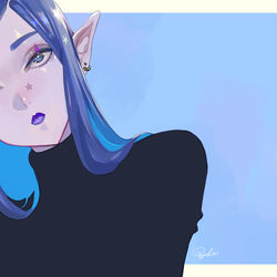 This is a pixiv picture whose title is blue.