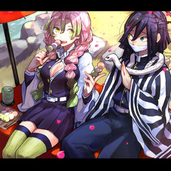This is a pixiv picture whose title is 花と団子と乙女と蛇.