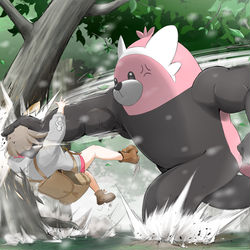 This is a pixiv picture whose title is キラーテディvsりんご.