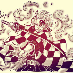 This is a pixiv picture whose title is 鬼滅の刃×ONEPIECE　竈門サボ治郎.