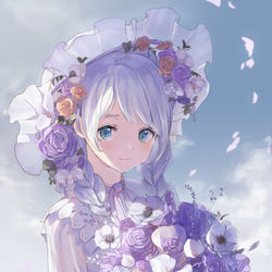 This is a pixiv picture whose title is お花とイヴちゃん.
