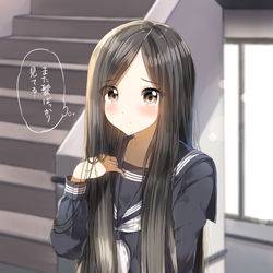 This is a pixiv picture whose title is 髪、好きなの？.