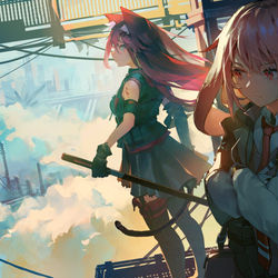 This is a pixiv picture whose title is 【アークナイツ】アンセル＆メランサ.