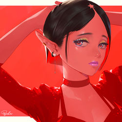 This is a pixiv picture whose title is red.