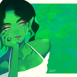 This is a pixiv picture whose title is green.