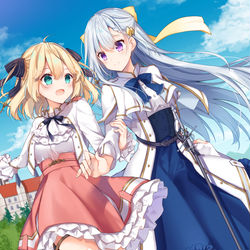 This is a pixiv picture whose title is 【お仕事】転生王女と天才令嬢の魔法革命.