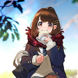 This is a pixiv picture whose title is 冬のマフモコJKちゃん.