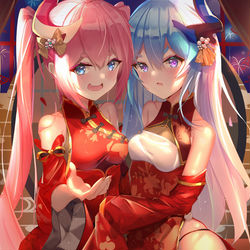 This is a pixiv picture whose title is 双子贺年.