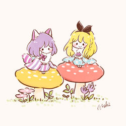 This is a pixiv picture whose title is アリスとチェシャ猫.