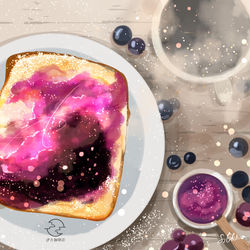 This is a pixiv picture whose title is 朝焼けのトースト.