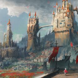 This is a pixiv picture whose title is 【PFAOS】首都アルケー_全景.