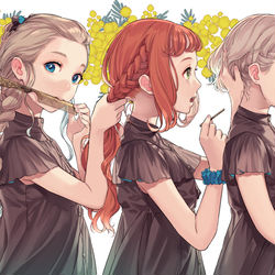 This is a pixiv picture whose title is みつあみしょうじょ.