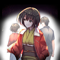 This is a pixiv picture whose title is 【空の境界】.