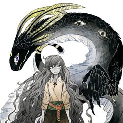 This is a pixiv picture whose title is 【PFAOS】灰色のカーラ　成り損ないの竜モノ【ルナス】.