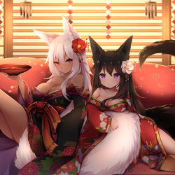 This is a pixiv picture whose title is 狐娘.