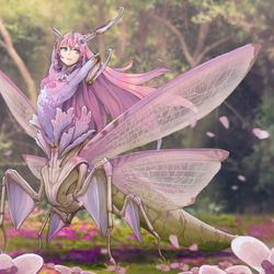 This is a pixiv picture whose title is ハナカマキリ娘.