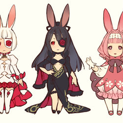 This is a pixiv picture whose title is 【COMITIA131新刊】うさ耳三姉妹アクリルスタンド.