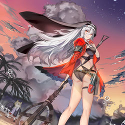 This is a pixiv picture whose title is 关于罗德岛12小时度假日常 泳装惨案篇.