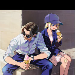 This is a pixiv picture whose title is ワケありの二人.