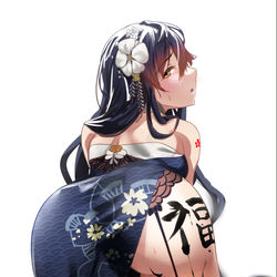 This is a pixiv picture whose title is 吾妻「指揮官、時と場合をかんがえてほしいですね…♥」.