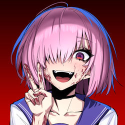 This is a pixiv picture whose title is 「先輩を守るため、みんなを殺しました♡」🔪.