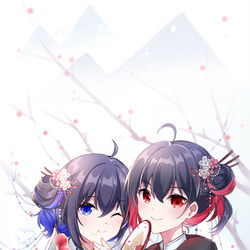 This is a pixiv picture whose title is 双希贺岁-全面屏版本~.