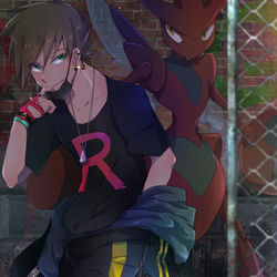 This is a pixiv picture whose title is ロケット団のグリーンとブルーが勝負をしかけてきた！.