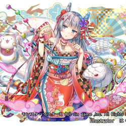 This is a pixiv picture whose title is 「モンスターマスターX」清姫（正月版）.