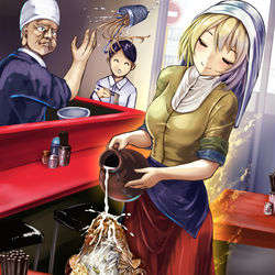 This is a pixiv picture whose title is 何にでも牛乳を注ぐ女.