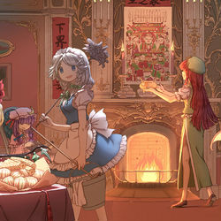 This is a pixiv picture whose title is 红魔馆祭灶图.