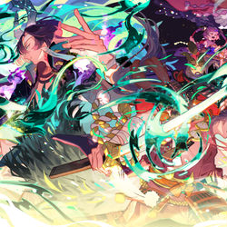 This is a pixiv picture whose title is 【仕事絵】京都陥落-七角山　挿絵【陰陽師】.