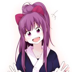 This is a pixiv picture whose title is 壁隠れの術で、布の表裏が逆で見つかってしまったくノ一ちゃん。.