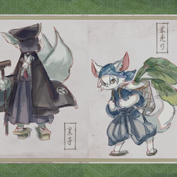 This is a pixiv picture whose title is 江戸獣町人録.