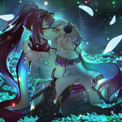 This is a pixiv picture whose title is Liliana x Aluche - the kiss.
