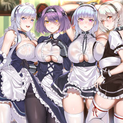 This is a pixiv picture whose title is 「あ！やせいのメイドたちがあらわれた！」.
