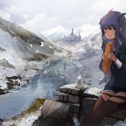 This is a pixiv picture whose title is 旅の途中.