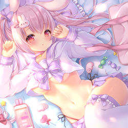 This is a pixiv picture whose title is すやすやうさぎ ᕱ⑅ᕱ︎ zzz.