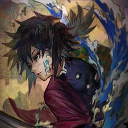 This is a pixiv picture whose title is 「-覚醒-冨岡義勇」【メイキングあり】.