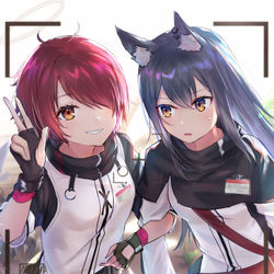 This is a pixiv picture whose title is 二人一緒に.