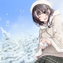 This is a pixiv picture whose title is 雪遊び.