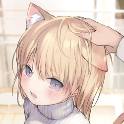 This is a pixiv picture whose title is 撫でるなぁ〜〜.