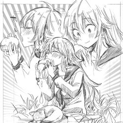 This is a pixiv picture whose title is シュークリームを食べる女の子.