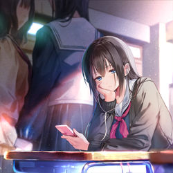 This is a pixiv picture whose title is 勇気だして久しぶりに学校にきたけど、もう帰りたい.