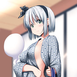This is a pixiv picture whose title is 妖夢ちゃんと温泉旅行その①.