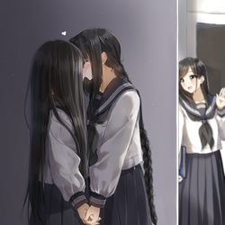 This is a pixiv picture whose title is 誰にも見つからないようキスするチャレンジ.