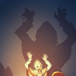 This is a pixiv picture whose title is Telling Scary Stories.