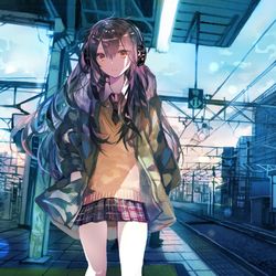 This is a pixiv picture whose title is 朝5時の立川駅（芳文社様『中央線沿線少女』新連載）.