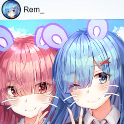 This is a pixiv picture whose title is レム♡ラム.