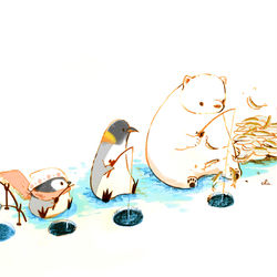 This is a pixiv picture whose title is ワカサギ釣り.