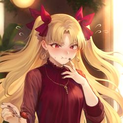 This is a pixiv picture whose title is ほっぺにクリームがついてるのを指摘されて照れるエレちゃん.